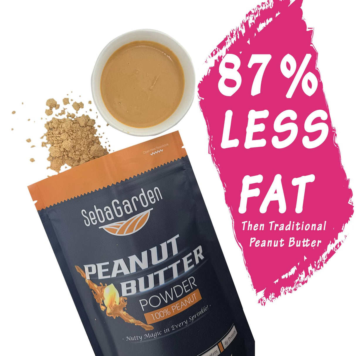 Seba Garden Pure Peanut Butter Powder 87% Less Fat Defatted | 500g