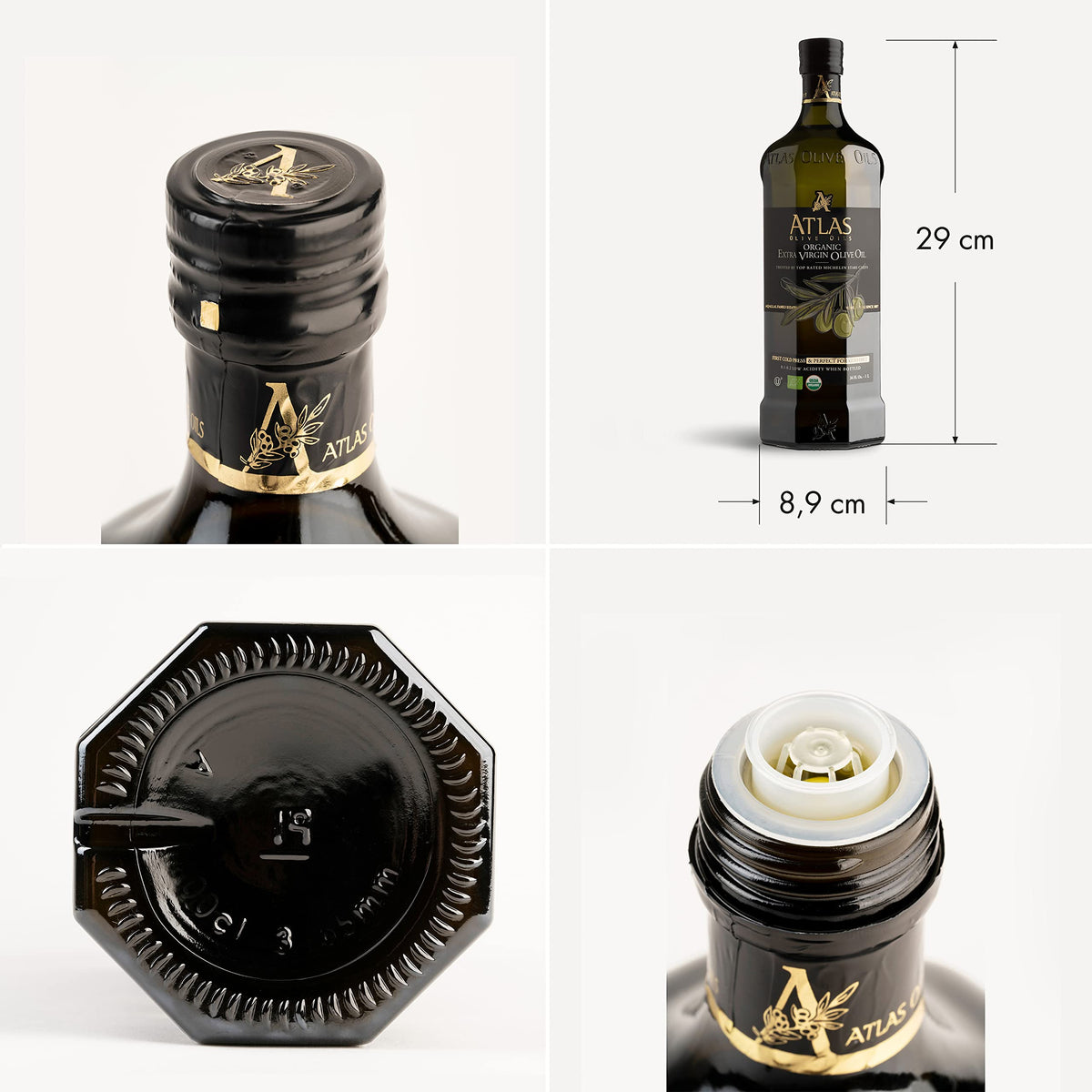 Atlas Olive Oil Premium Organic Moroccan Extra Virgin Olive Oil | 1L Glass Bottle
