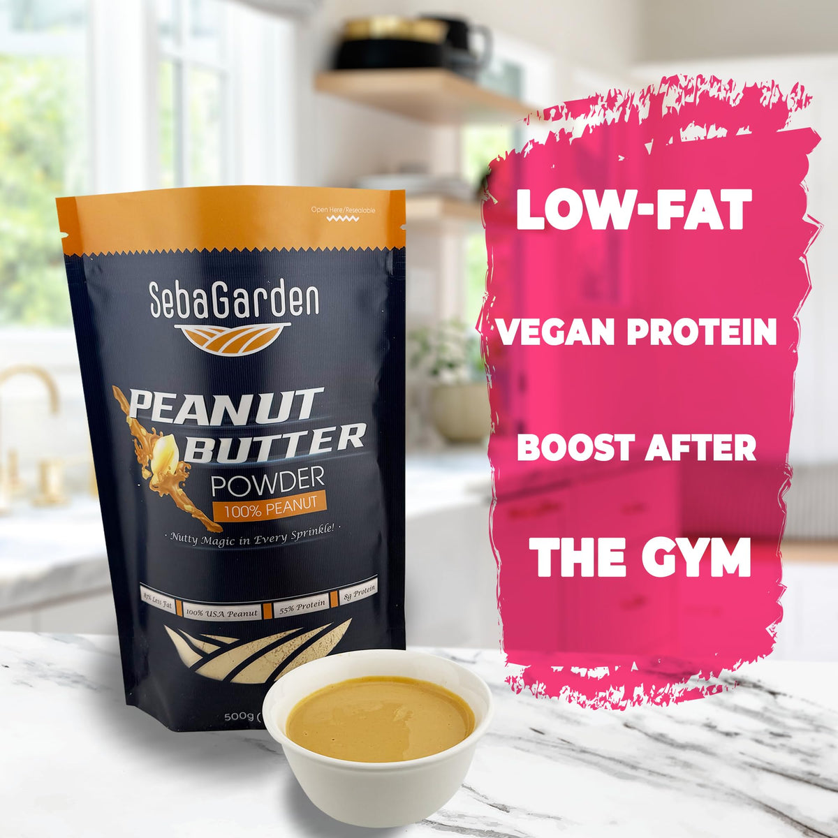 Seba Garden Pure Peanut Butter Powder 87% Less Fat Defatted | 500g