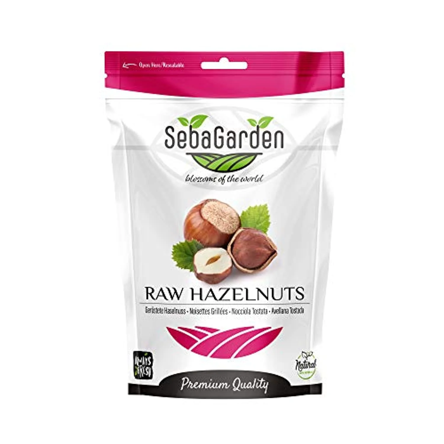 Seba Garden Turkish Raw Hazelnuts in Resealable Ziplock Bag, 1kg 