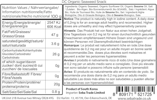 CHOI'S 1 Daechun Certified Organic Roasted Seaweed Snacks | 20 Individual Packs