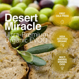 DESERT MIRACLE Ultra-Premium Organic Extra Virgin Polyphenol Rich Olive Oil | 500ml Glass Bottle