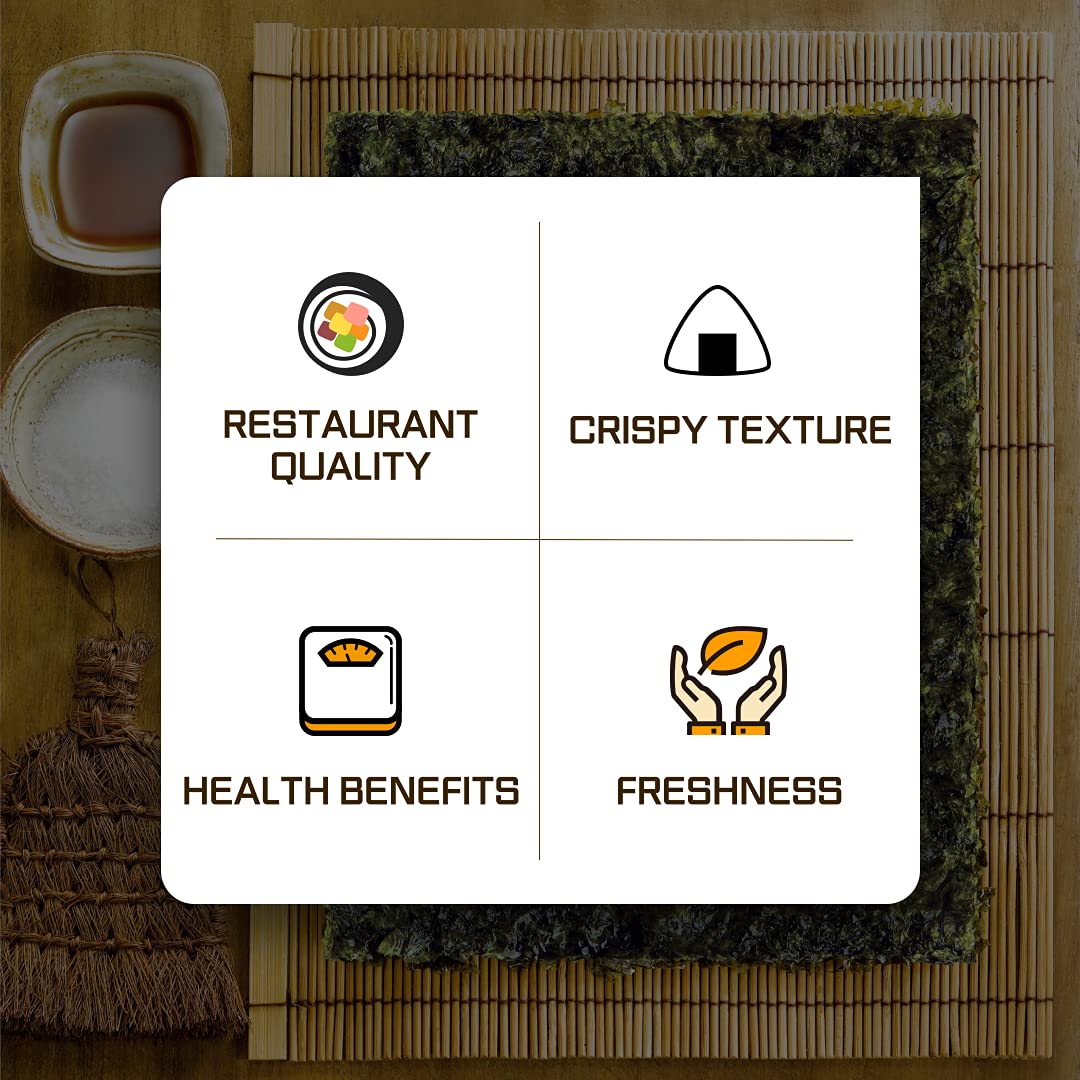 CHOI’S 1 Daechun Gold Grade Korean Sushi Nori (100 Half Sheets)