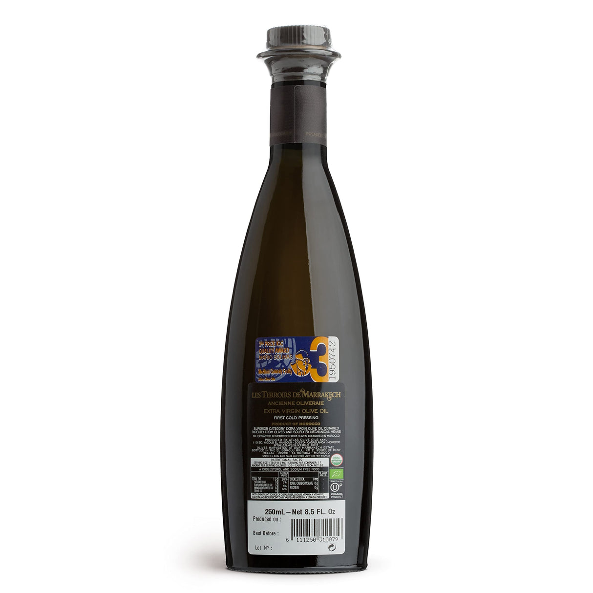 LES TERROIRS DE MARRAKECH Ultra-Premium Limited Reserve Organic Extra Virgin Olive Oil | 250ml Glass Bottle