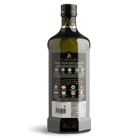 Atlas Olive Oil Premium Organic Moroccan Extra Virgin Olive Oil | 750ml Glass Bottle