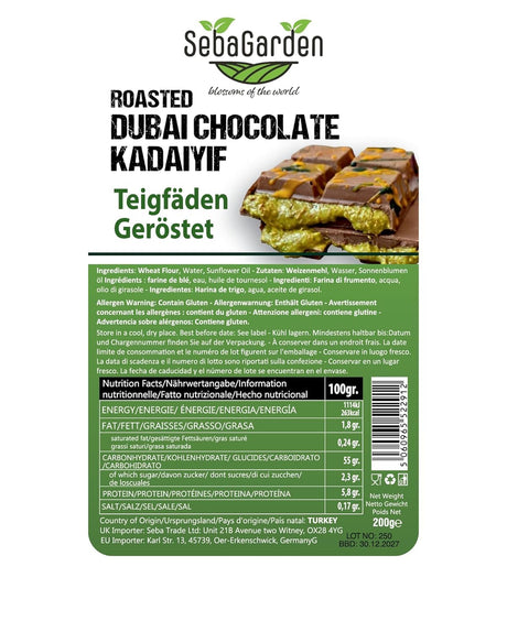 Seba Garden Premium Choice Roasted Kadaifi Pastry Dubai Chocolate Style | 200g