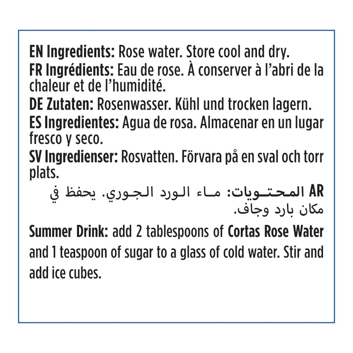 Cortas Premium Authentic Rose Water Natural Culinary Essence