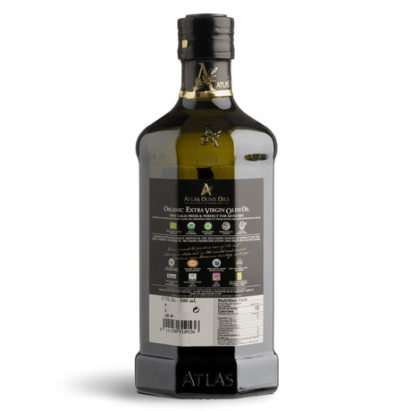 Atlas Olive Oil Premium Organic Moroccan Extra Virgin Olive Oil | 500ml Glass Bottle