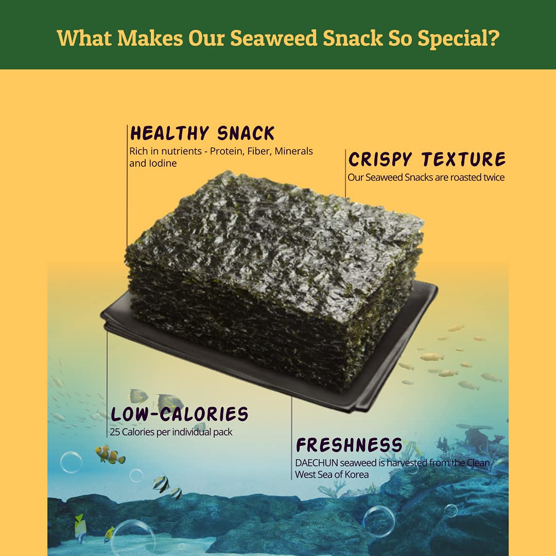 CHOI'S 1 Daechun Korean BBQ Seaweed Snacks | 20 Individual Packs