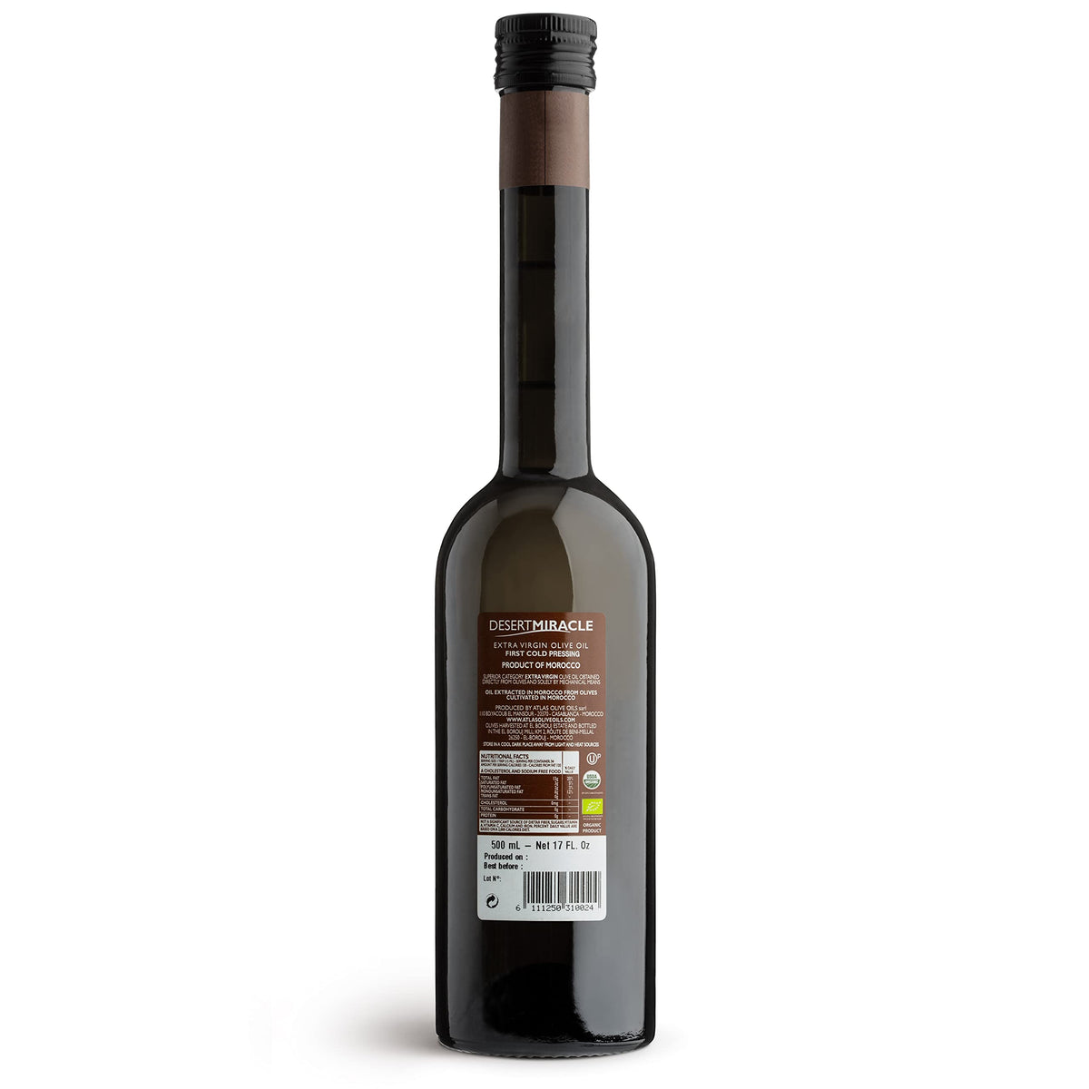 DESERT MIRACLE Ultra-Premium Organic Extra Virgin Polyphenol Rich Olive Oil | 500ml Glass Bottle