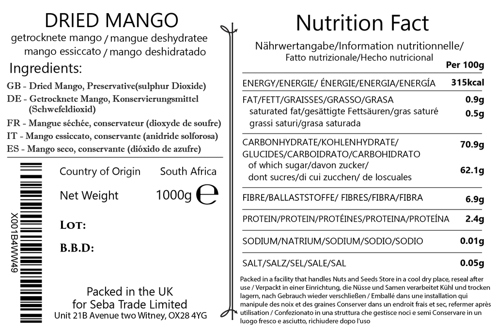 Seba Garden Dried Mango 1kg