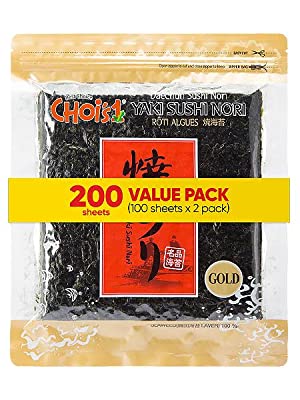 DAECHUN Sushi Nori Seaweed Gold Grade 200 Sheets Value Pack