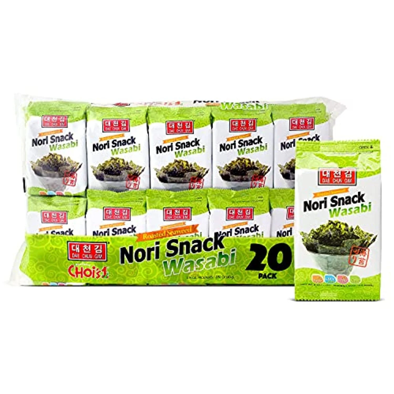 Daechun Wasabi Seaweed Snack, Pack of 20