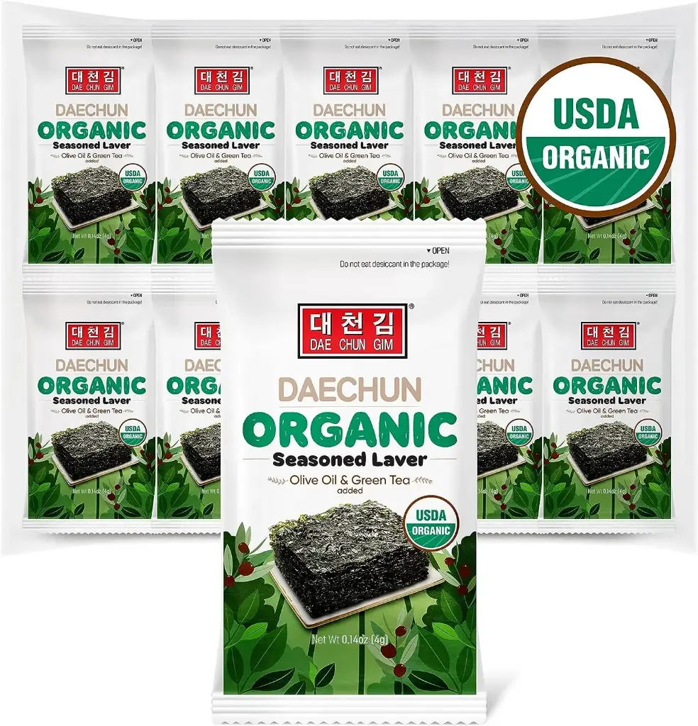 DAECHUN Organic Olive Oil Seaweed Snacks, Pack of 20
