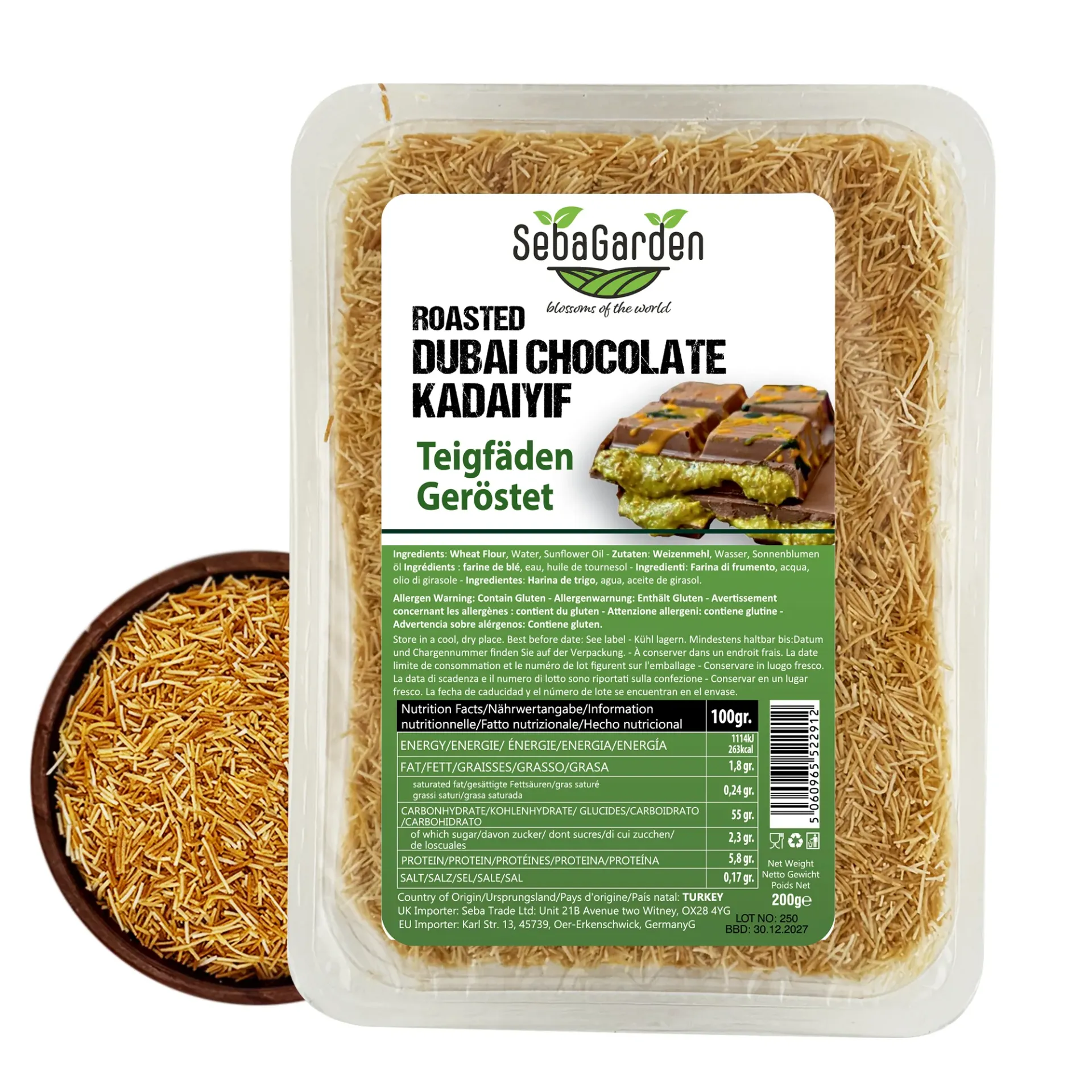 [SG_kadaifi_200gr] Seba Garden Dried & Roasted Chopped Dubai Chocolate Kadaifi/Kunafa – Authentic Kadaif Premium Quality Kadayif from Turkey (Kadaifi Only)