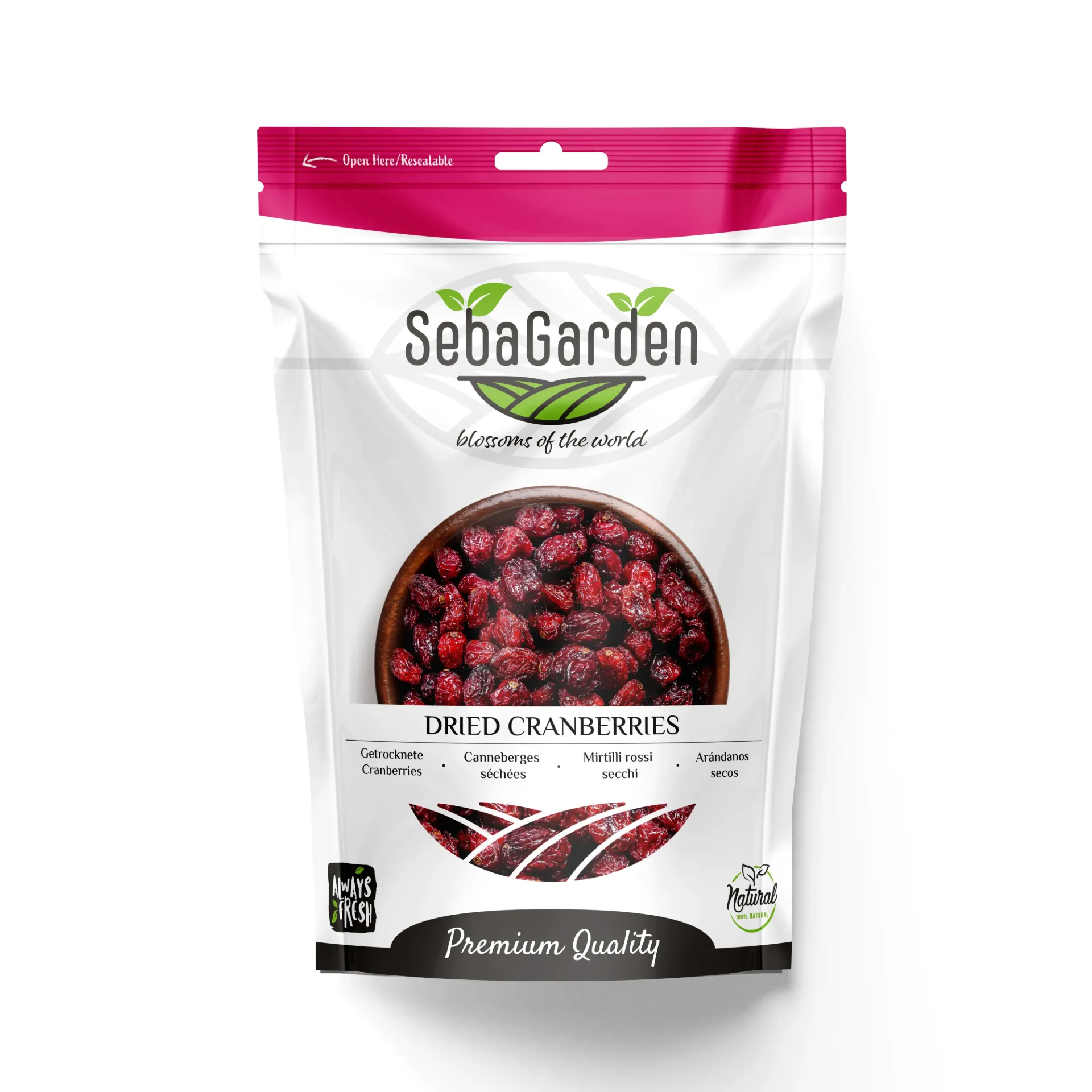 [Cranberry1kg] Seba Garden Premium Dried Cranberries 1kg – Delicious, and Packed with Flavor for Snacking, Baking, and Cooking