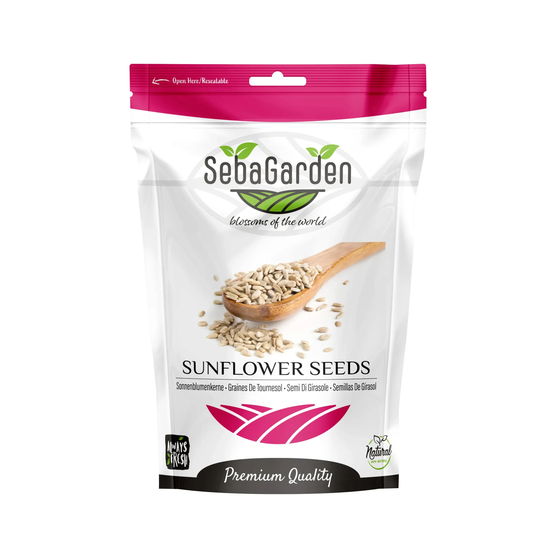 Seba Garden Hulled Sunflower Seeds, 1kg (2.2 lb), Grade A Raw, Unsalted, Gluten Free, Keto Friendly, Source of Protein, High Fiber Content, Source of Iron, Non GMO