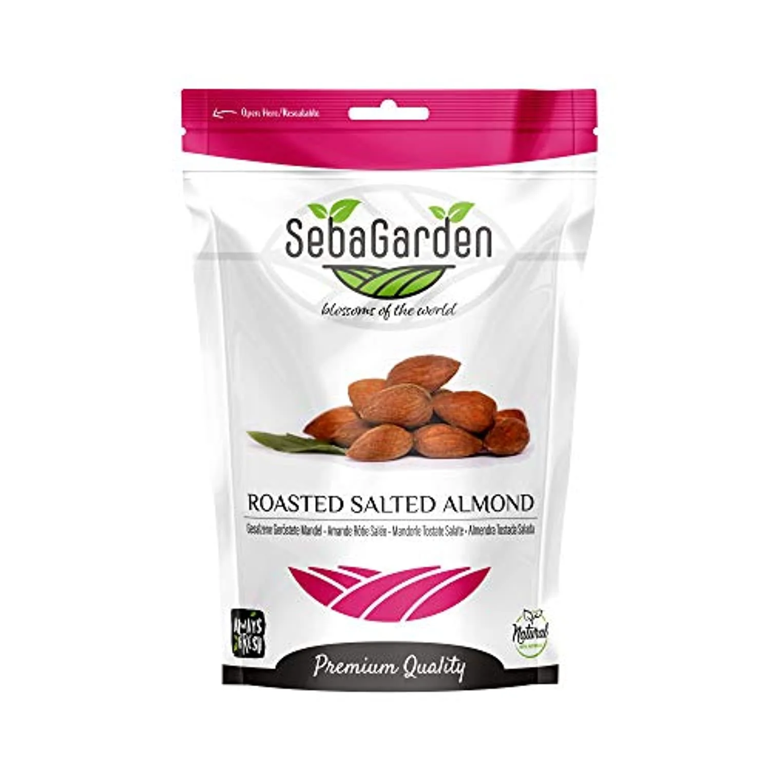 Seba Garden Roasted Salted Almond 1kg - Non GMO - No Oil Added