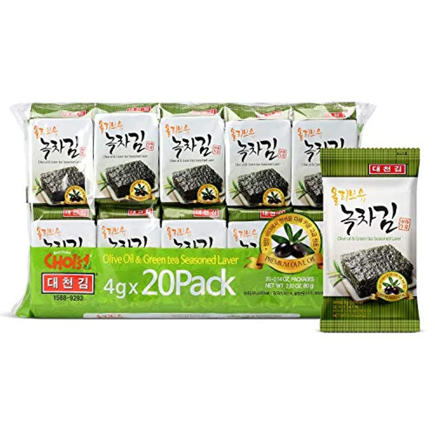 [DCS002] DAECHUN Olive Oil Seaweed Snacks, Pack of 20